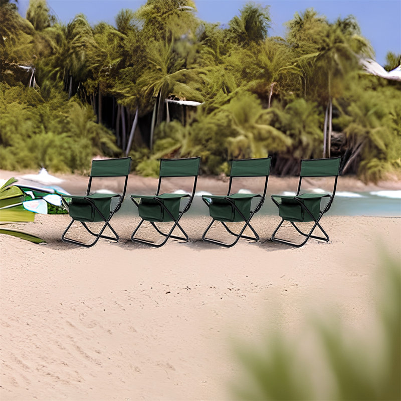 Bryella Folding Camping Chair, Black/Green