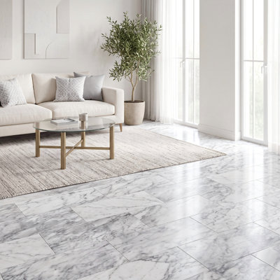 12x24 Carrara Gray Marble Tile, Natural Italian Stone, Polished & OL Textured Finish, Wall & Floor Luxury Marble Tile, 1 Box 4 PCS