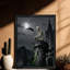 Art mural rétro noir avec crâne foncé, impressions de style rétro-705427946