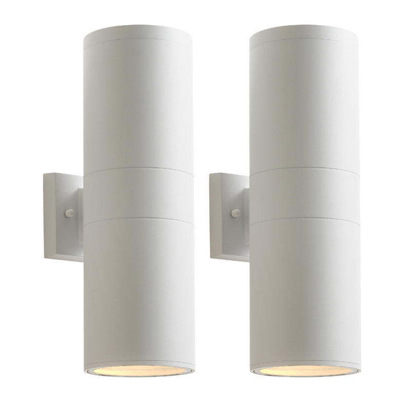 Lanterne murale d'extérieur à 2 ampoules Raley, Blanc mat, H 18 po x l 5,91 po x P 8,46 po