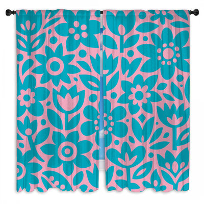 Illustration de motif floral, rideaux de fenêtre transparents et obscurcissants - 2 panneaux