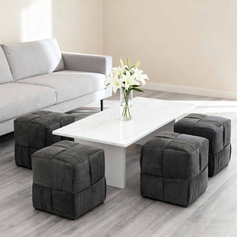 Soft And Comfortable Square Corduroy Ottoman Foot Rest, Versatile And Durable For Modern Living Spaces, Corduroy, Gray