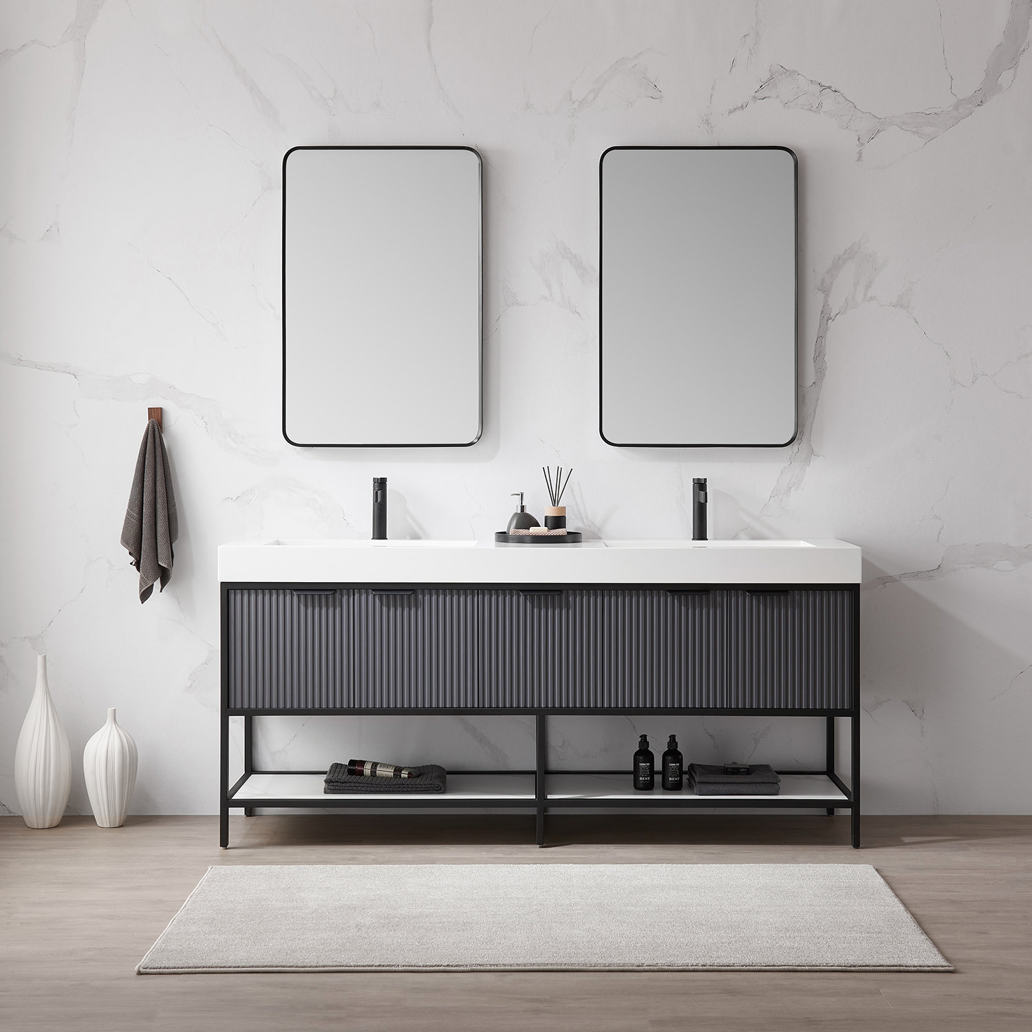 Avonmore 72'' Double Bathroom Vanity, Gray