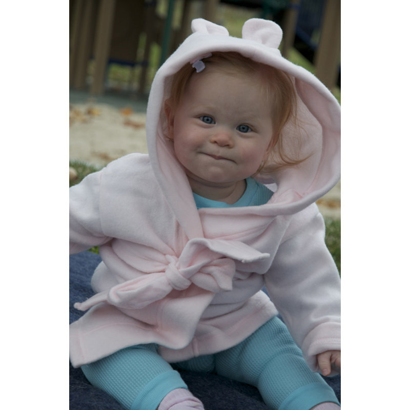 Newborn Blue Fleece Bathrobe with Rabbit Ears Hoodie