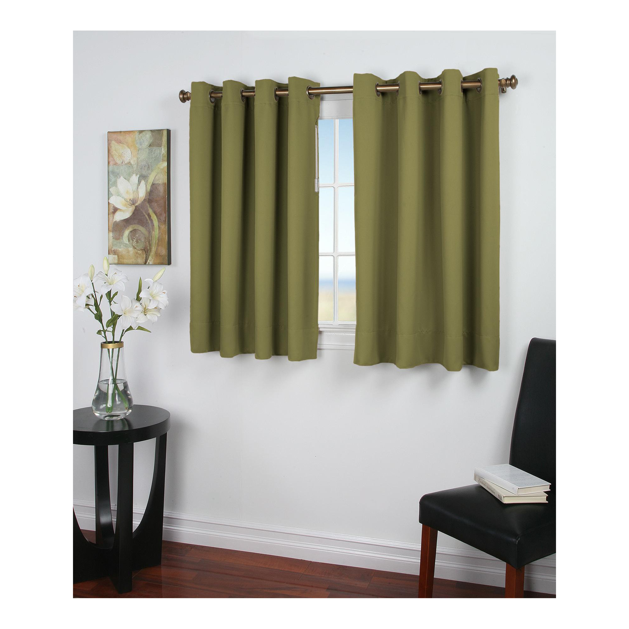 Ardelle Blackout Polyester Curtain, Sand with Antiqued Bronze Grommets, 56" W x 54" L