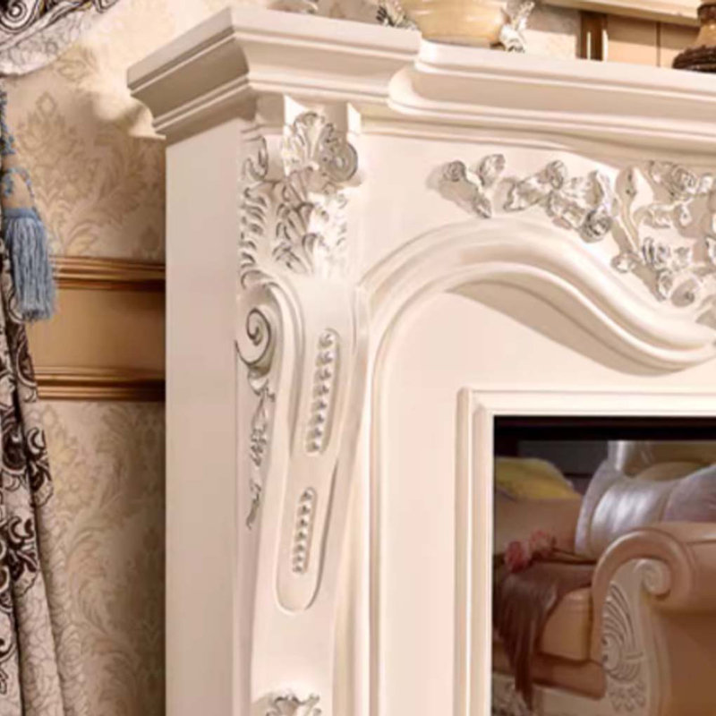 Elegant European style heating fireplace, 27.56" H x 62.99" W x 12.99" D, White