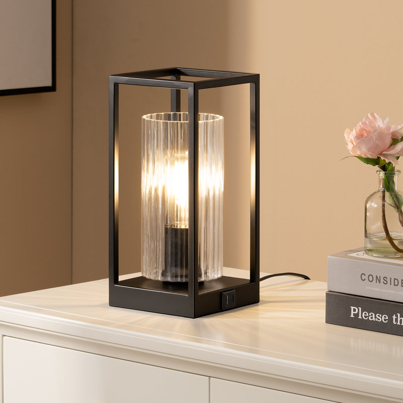 11.4" Dimmable Touch Control Table Lamp With Usb Ports, 3-Level Brightness, 3000K Dimmable Bulb Included