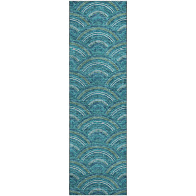 Premium Machine Washable Prisco Teal Rug