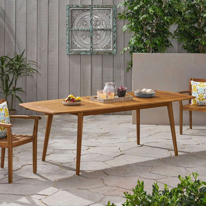 Table de salle à manger d'extérieur extensible en bois d'acacia
