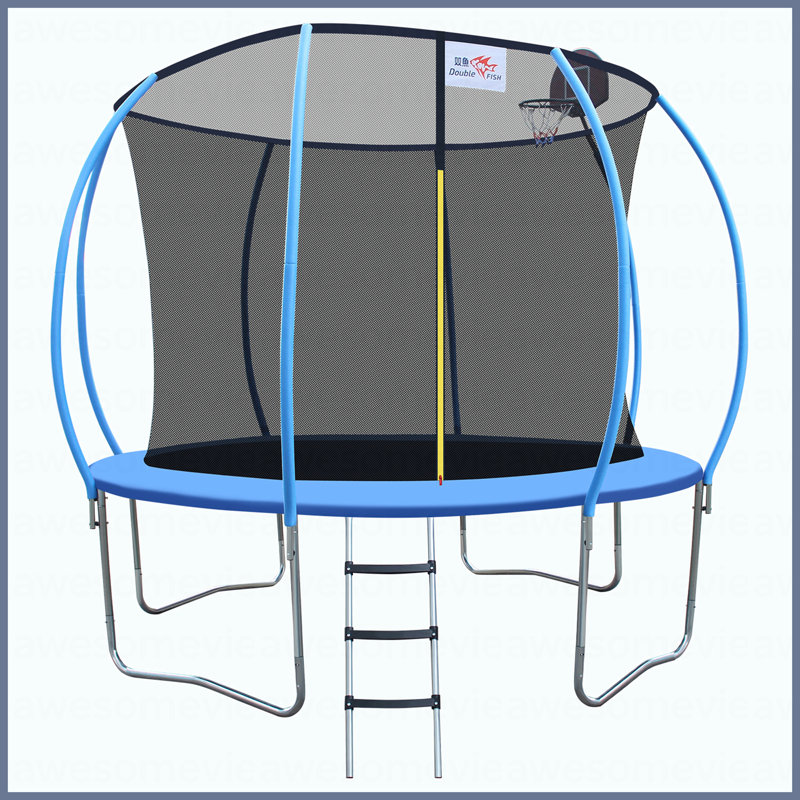 DOUBLE POISSON [Trampoline pliable] Mini trampoline de forme physique pliable 400 lb 10 pi avec rampe pour adultes