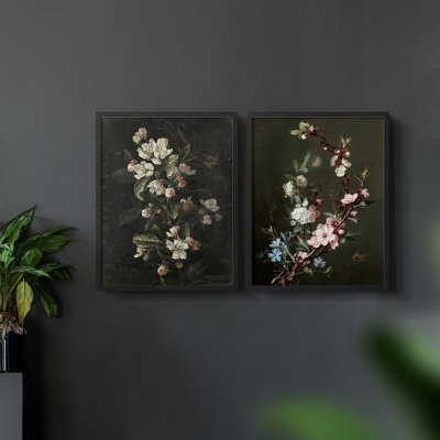 Vintage  Floral LXXXVIII  -Framed Giclee Print - Set of 2