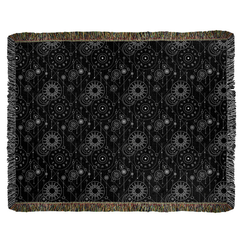 Couverture en coton tissé Katelyn Elizabeth Astrology, l 37 po x L 52 po, Noir