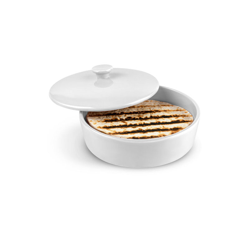 Réchaud à tortilla Kook en céramique avec couvercle, guimauve, 8,5 po