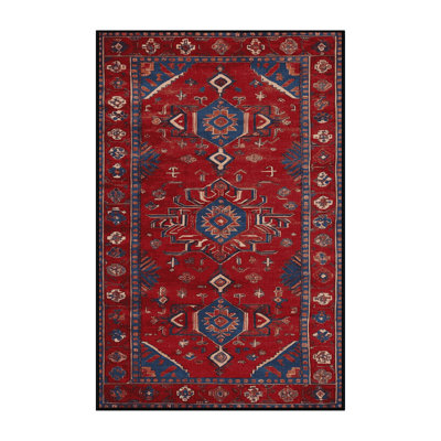 Tapis rouge persan lavable à la machine