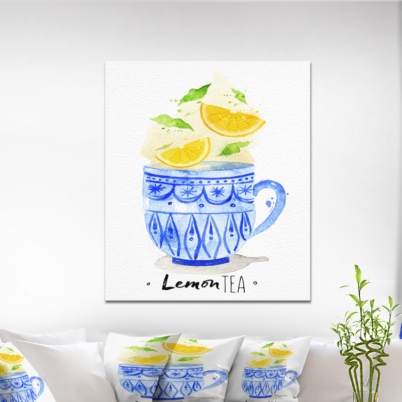« tasse à thé citron the food », impression, H 32 po x l 16 po x P 1 po, Toile tendue
