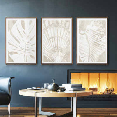 Lin 3 pièces, silhouette tropicale encadrée sur toile