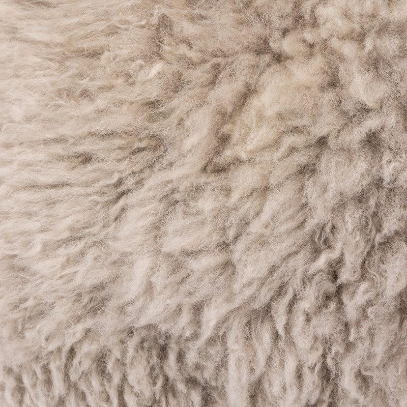 Repose-pieds standard rond 19,5 po Genna, Taupe mongolienne véritable fourrure