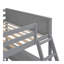 Lit double superposé au dessus d'un lit double avec bureau, gris-613963774