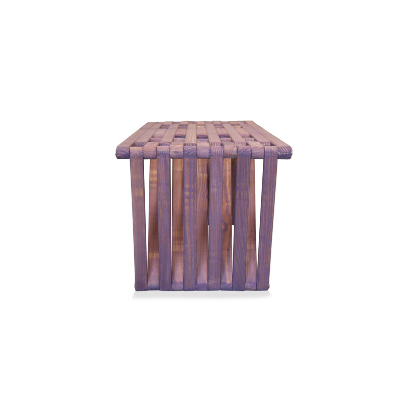 Purple Berry White Oak Backless Garden Bench with Triangular Legs