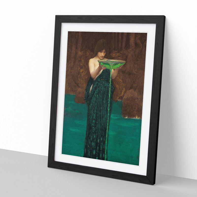 Circe Invidiosa by John William Waterhouse - Picture Frame Painting on MDF, Black Framed, 65cm H x 48cm W x 2cm D