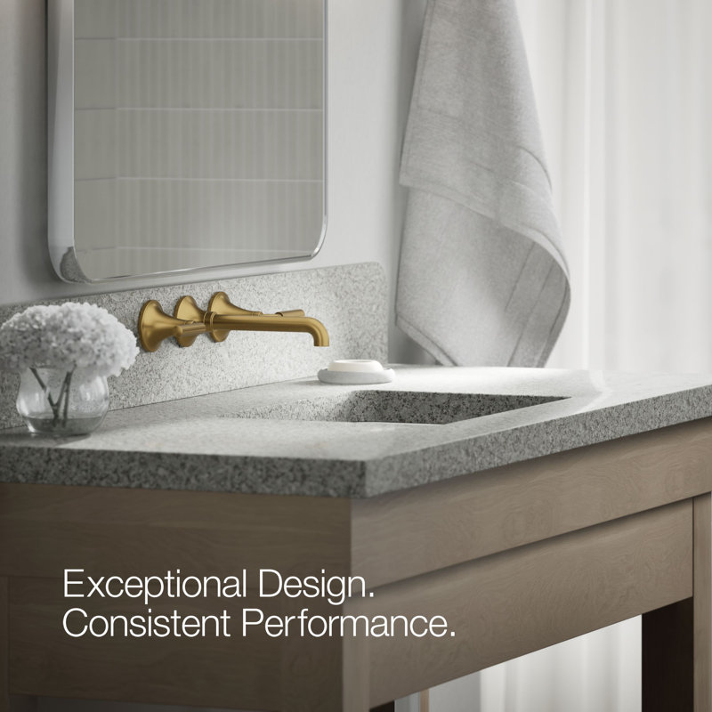 Tone Wall-Mount Bathroom Sink Faucet Trim, Vibrant Brushed Moderne Brass