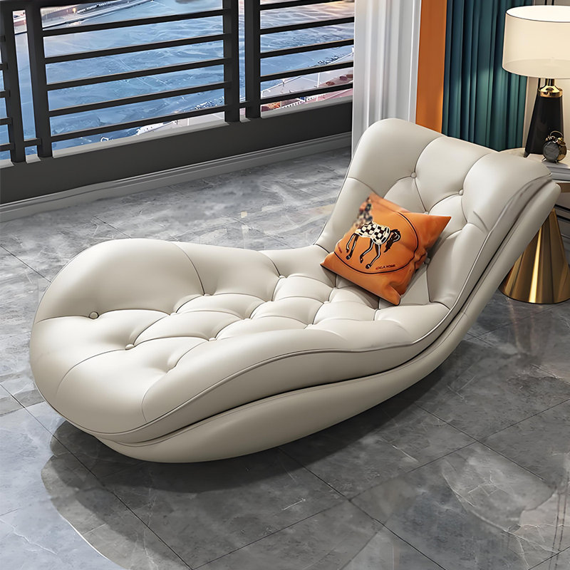 Delicate creative modern simple lazy chaise lounge, Off-White