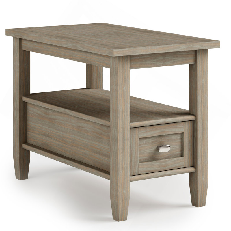 Table d'appoint transitionnelle en bois chaud Warm Shaker, Gris patiné