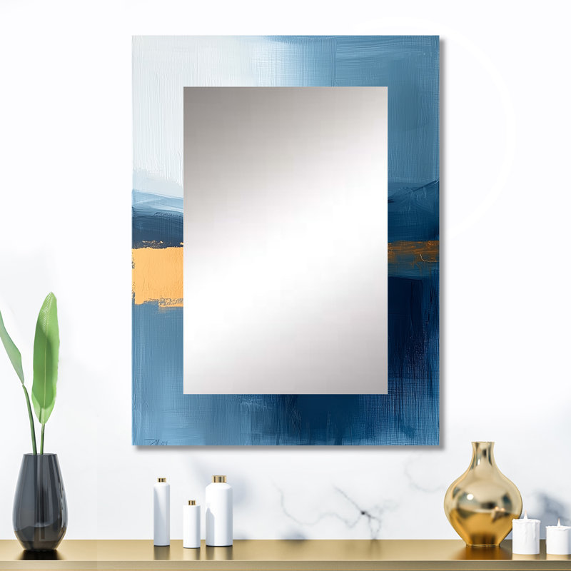 «Blue Ethereal Dream Abstract Mountains II», paysage mural, miroir décoratif moderne, impression d'art en métal