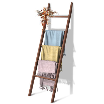 Blanket Ladder for The Living Room and Bedroom, 5-Tier Wall Leaning Rustic Decorative Farmhouse Blanket Rack, Quilt Rack, Ladder Shelf, Easy Assembly,