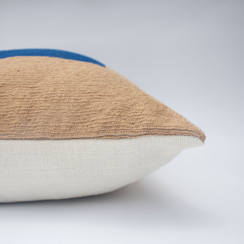 Marianne Wool Square Pillow Cover, Blue/Ivory