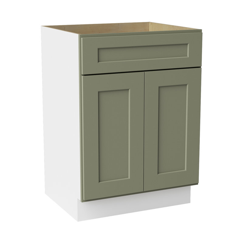 Armoire de salle de bain en bois massif prêt à assembler avec comptoir Shaker - comptoir non inclus, Vert sauge