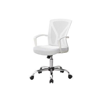 Chaise de bureau, hauteur réglable, pivotante, ergonomique, accoudoirs, bureau d'ordinateur, travail, filet, métal chromé, contemporain, moderne