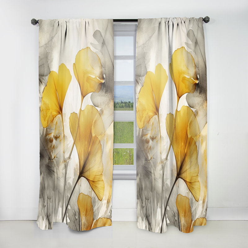 Palmier Tropical Ginkgo Artwork III - Rideau palmiers - Velours obscurcissant - 1 panneau, L 52 po x L 90 po