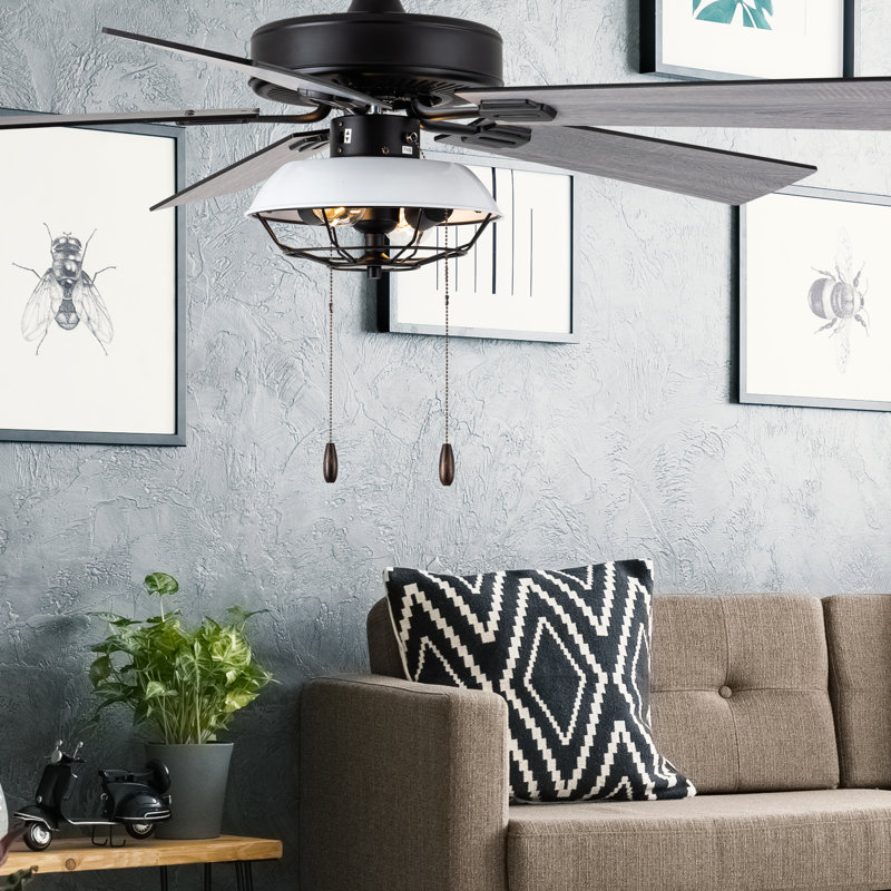 52''W Hillside Avenue Ceiling Fan with Light Kit, Black