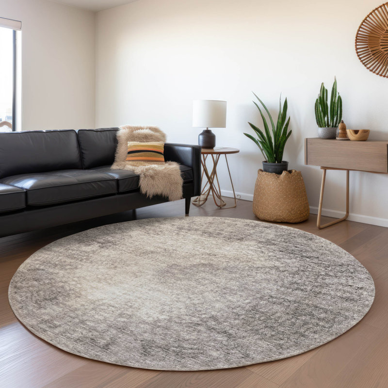 Premium Machine Washable Mayfield Mocha Rug, Round 8'