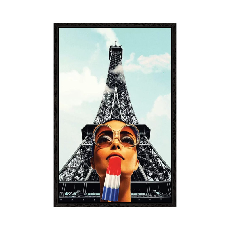 Summer In Paris by Kiki C Landon - Print on Canvas, 66.04cm H x 45.72cm W x 3.81cm D, Black Framed
