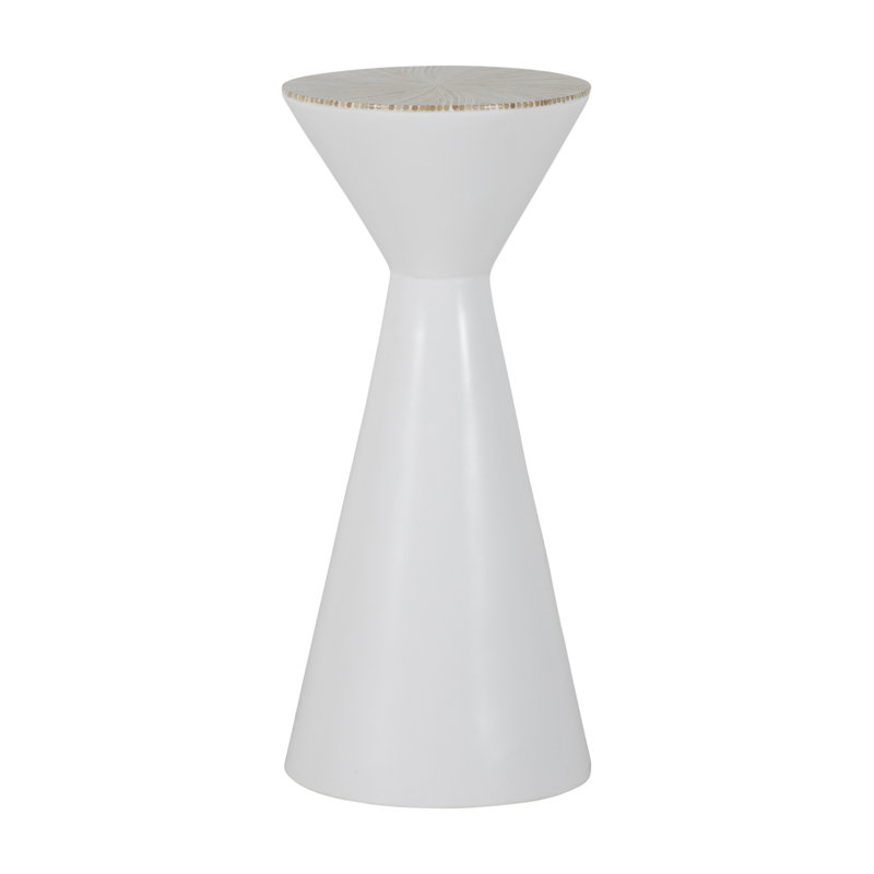 Essie Round White Rattan Transitional Drinking Table