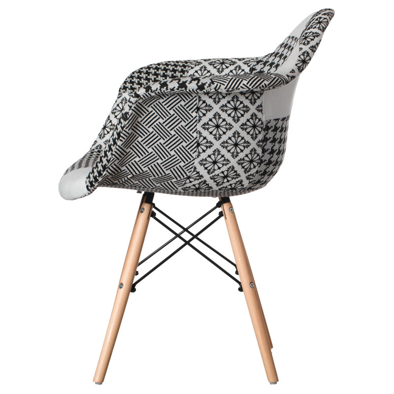 Dearbhl 16'' H Fabric Upholstered Beech Armchair, Black & White, 1