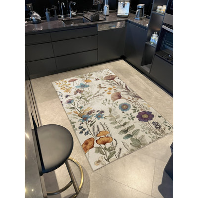 Nature-Themed Multi-Colored Flower Leaf Patterned Creative Modern Decorative Rug