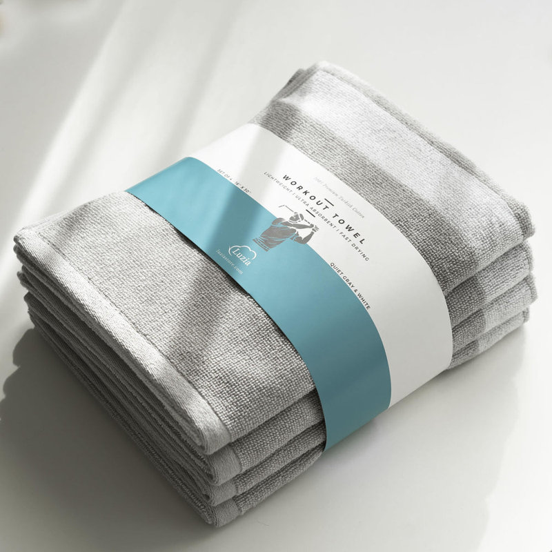 Ensemble de 2 serviettes de bain rayées vertes, 4, Gris