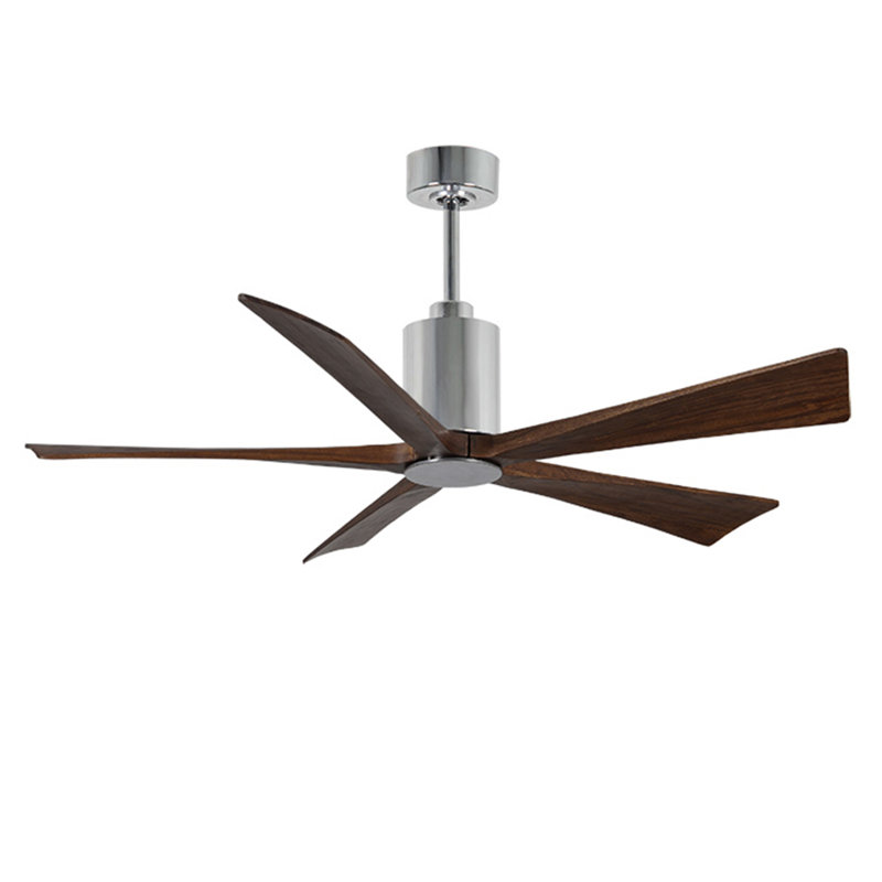 Patricia LED Downrod Ceiling Fan, Polished Chrome, Walnut Tone