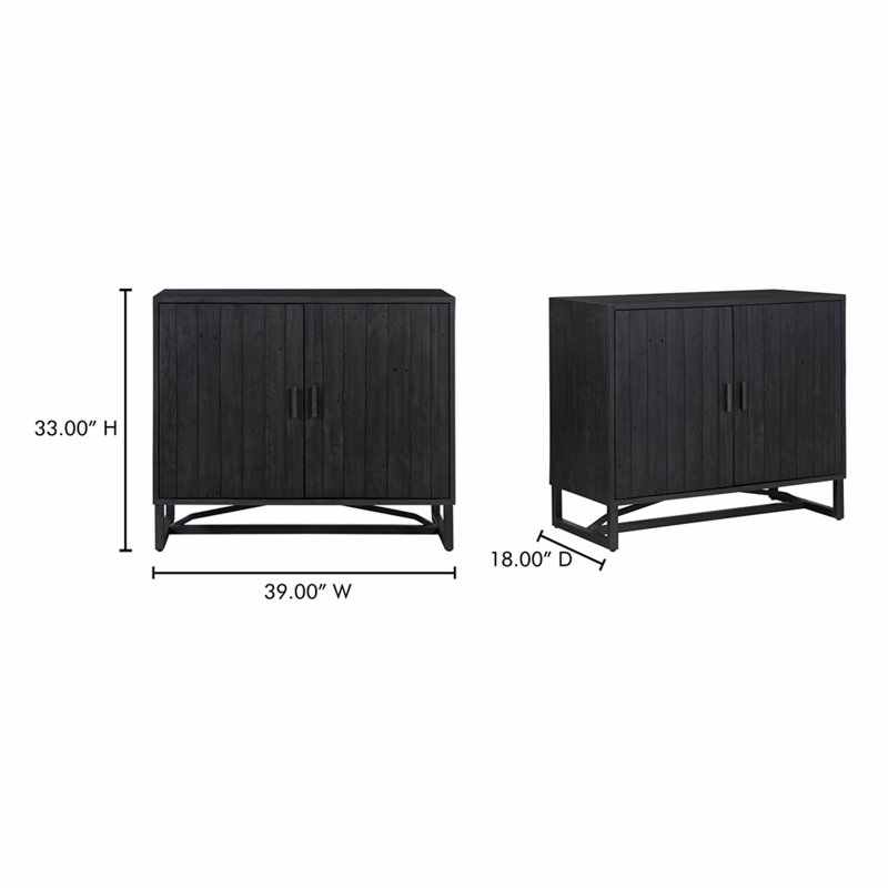Armoire, pin récupéré avec base en acier inoxydable, noir