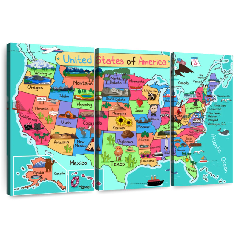 Keiri US State Icons Map, 28" H x 45" W