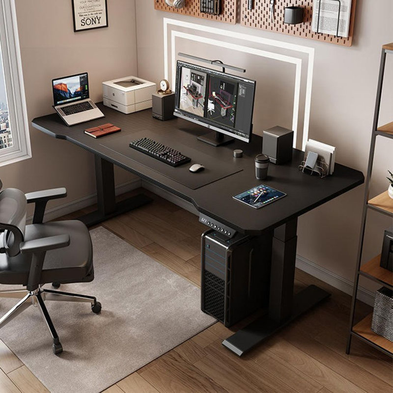 Bureau debout noir en bois manufacturé, 55.12