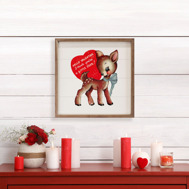 Petit cerf blanc Saint-Valentin, H 16 po x l 16 po