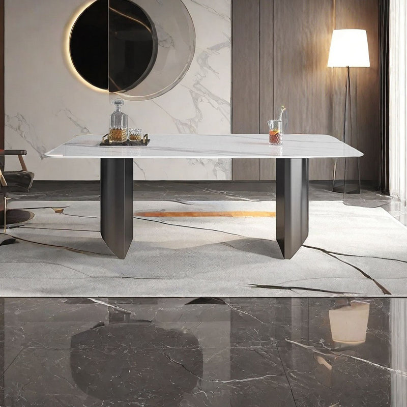 Table de salle à manger rectangulaire Luxury, H 29,52 po x L 63 po x l 31,5 po, Gris