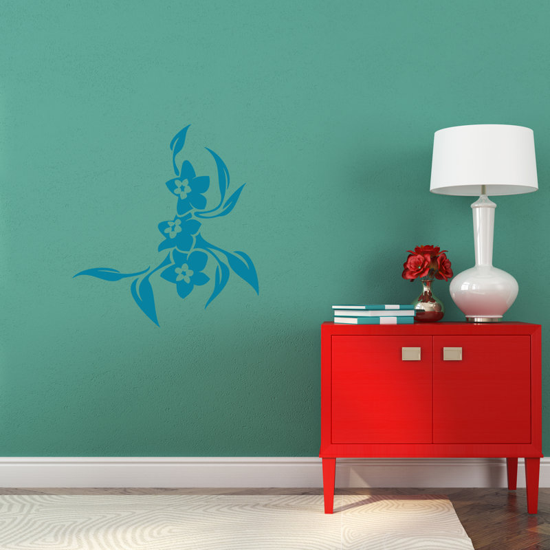 Adhésif décoratif fleurs Galusha, Bleu sarcelle