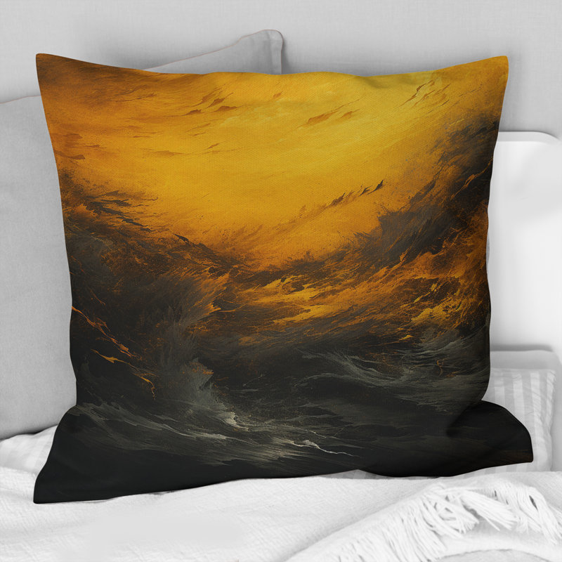 Coussin Yellow Whirling Winds I - Storms