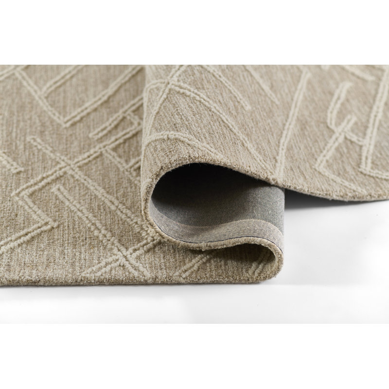 Wendell Beige Abstract Wool Rectangular Rug 2' x 4'