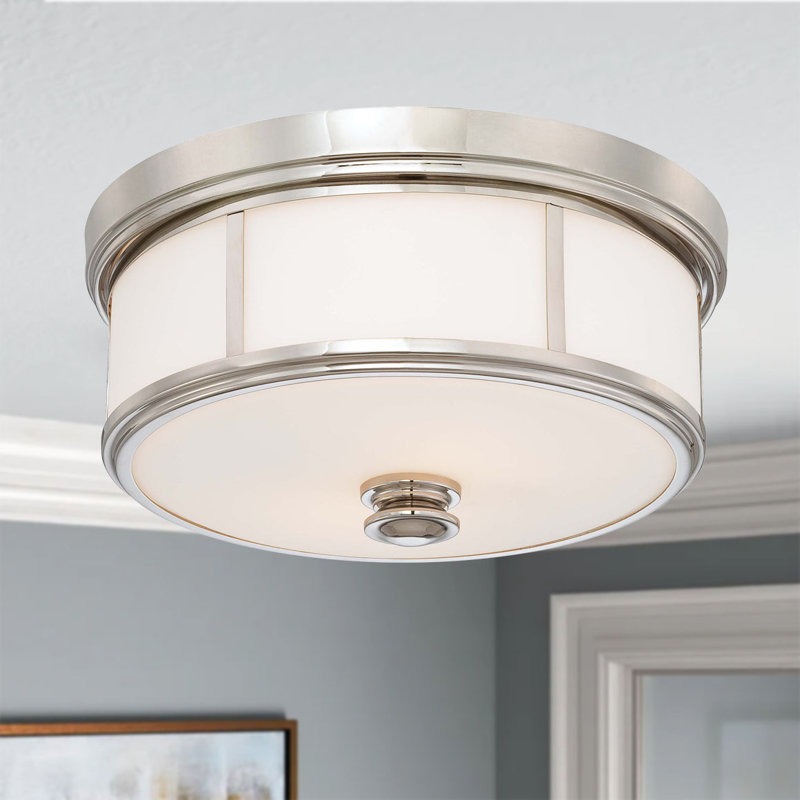 Wilcher Glass Flush Mount, 7" H x 16" W x 16" D, Polished Nickel